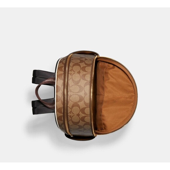 NWT Coach Court Brown Backpack In Blocked Signature Canvas $498 Retail - Picture 3 of 15